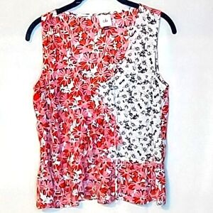 2 for 1 CAbi Seraphina Blouse with separte cami #5730 sz S Floral Pink Red